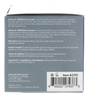 Johnny B Original Pomade Medium Hold & Shine, 3 oz