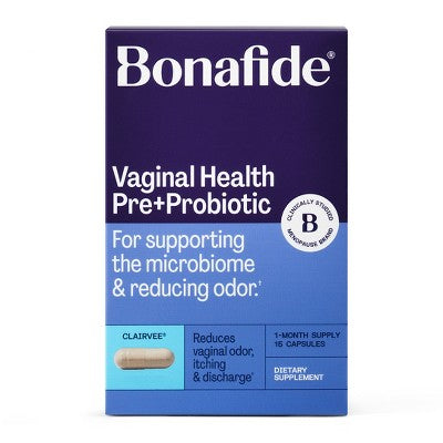 Bonafide Vaginal Health Pre + Probiotic Capsules - Clairvee - Relieves Odor, Itching & Discharge - 1 Month Supply
