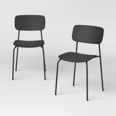 Set of 2 Molded Plastic with Metal Base Dining Chair Black - Room Essentials (LOCAL PICKUP ONLY)