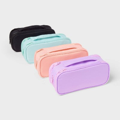 Triple Zip Multicompartment Pencil Case Pouch Purple - up&up