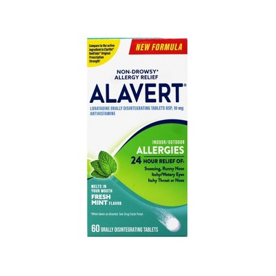 Alavert Non-Drowsy Allergy Relief Orally Disintegrating Tablets, Fresh Mint Flavor for Sneezing, Runny Nose & Itchy Eyes, Fast-Acting Formula, 60 Ct