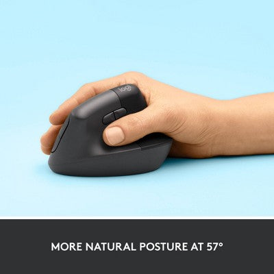 Logitech Lift Bluetooth Mouse - Black: Ergonomic Wireless Computer Accessory