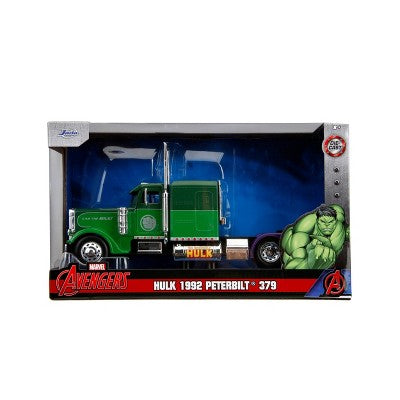 Hollywood Rides Marvel Hulk 1992 Peterbilt 379 Big Rig Diecast Vehicle - 1:24 Scale