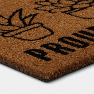 1'4"x2'4" Proud Plant Parent Rectangle Outdoor Door Mat Black - Room Essentials (LOCAL PICKUP ONLY)