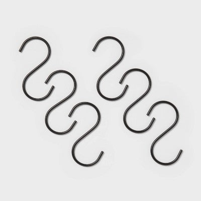 6pk Metal S Hook Pant Hanger Black - Brightroom