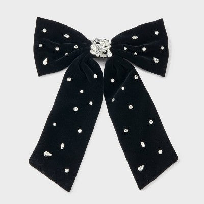 Gemstone Hair Bow Barrette - A New Day Black