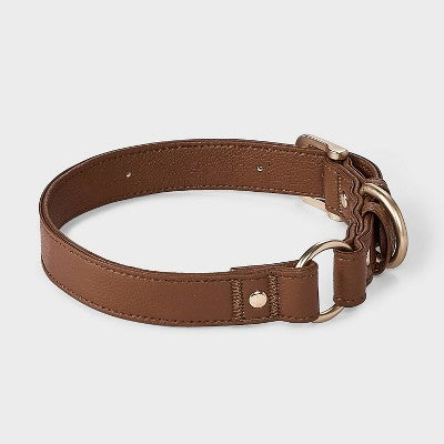 Dog Fashion Collar - L - Faux Leather Neutral - Boots & Barkley