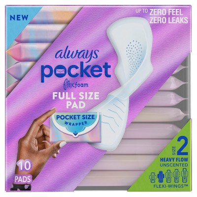 Always Pocket Flexfoam Size 2 Unscented Pads - Heavy - 10ct
