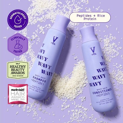 V&Co. Beauty Wavy Hair + Peptide Shampoo 12 fl oz