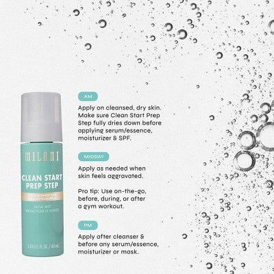 Milani Clean Start Prep Step Hypochlorous Acid Facial Mist - 2.03 fl oz: Priming, For Normal Skin
