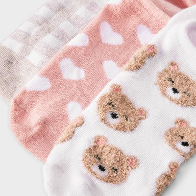 Women's Teddy Bear & Hearts 3pk Liner Socks - 4-10
