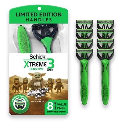 Schick Mando Xtreme 3 Sensitive Men's 3-Blade Disposable Razors - Star Wars Mandalorian and Grogu - 8ct: Face, Head, Neck, Disposable, Manual