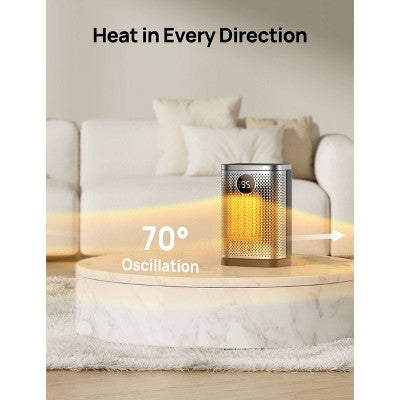 Dreo 1500W Atom Core Portable Oscillating Ceramic Space Heater for Home with Remote and Thermostat 1-12H Timer Silver: Indoor Heater for Bedroom
