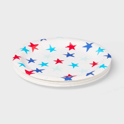Red Blue Star Disposable Plates 6.8"x6.8" - 20ct - Sun Squad