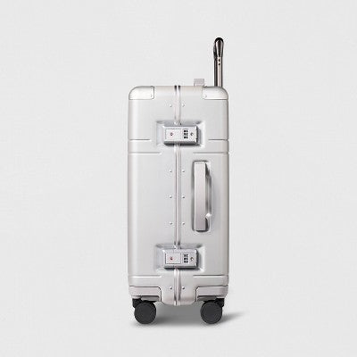 Signature Hardside Trunk Carry On Spinner Suitcase Metallic Silver - Open Story?