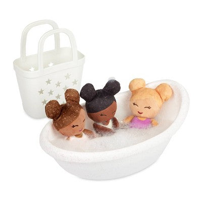 LullaBaby Bathtime Set with 3 Plush Bath Dolls for Real Water Play