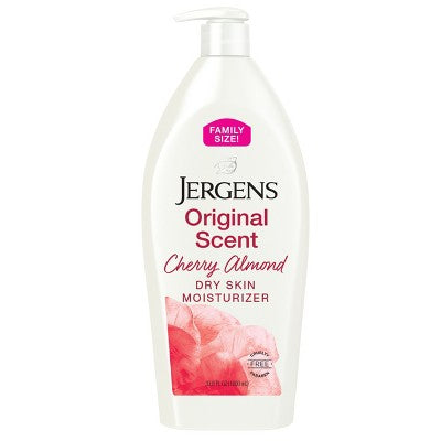 Jergens Original Scent Cherry Almond Moisturizing Body Lotion for Dry Skin - 33.8 fl oz: Hydrating, Skin Texture Improvement, Paraben-Free, Vegan
