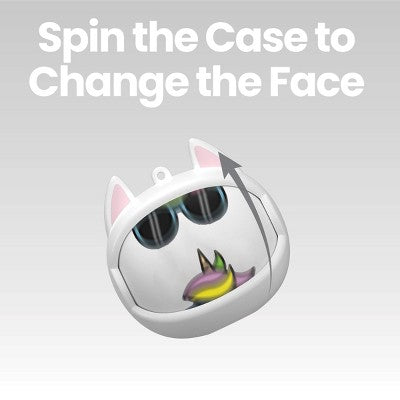GEMS 'Unicorn' Spinning Animal Face TWS Earbuds - White: Built-In Microphone, Silicone Ear Cushions