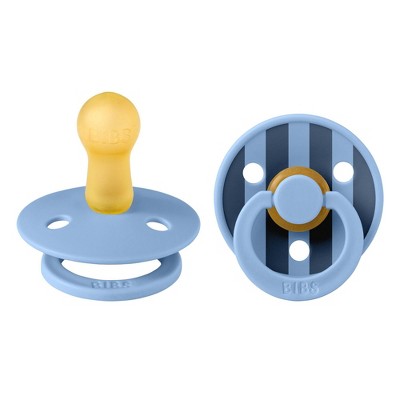 Bibs Studio Collection Colour Stripe Latex Pacifier 6-18 Months - Pink Sky Blue Mix - 2pk: Rubber, Air Vents