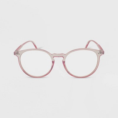 Women's Crystal Plastic Round Blue Light Filtering Glasses - Wild Fable Pink: Shatter-Resistant, Medium Fit, Recycled Frame