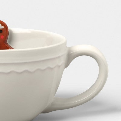 13 fl oz Christmas Stoneware Gingerbread Peek-a-boo Mug Ivory - Wondershop