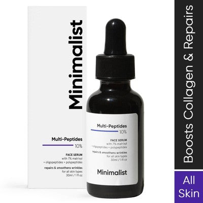 Minimalist Multi-Peptides 10% Face Serum - 1 fl oz: Wrinkle Reduction, Anti-Aging, Fine Line Reduction, Unscented
