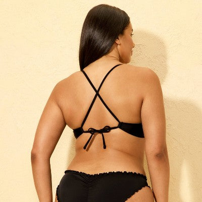 Women's Ruffle Bralette Bikini Top - Shade & Shore Black XS