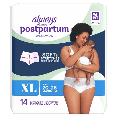 Always Discreet Incontinence Underwear Pads - Maximum - XL - 14ct: Maximum Waist Size 64, Minimum Waist Size 48
