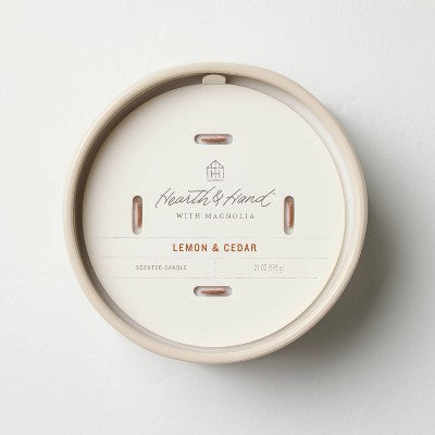 4 Wick Large Faceted Ceramic Lemon and Cedar Jar Candle Cream 21oz - Hearth & Hand with Magnolia