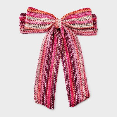 Girls' Scallop Striped Bow Barrette - Cat & Jack Red/White/Blue