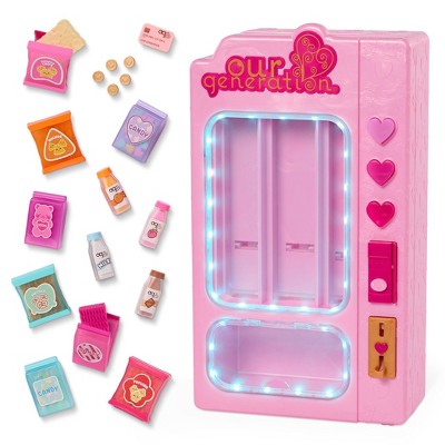 Our Generation Snacktime Fun Pink Vending Machine & Play Food Set for 18" Dolls