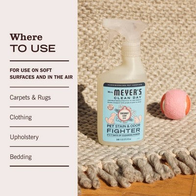 Mrs. Meyer's Clean Day Liquid Coconut Scent Pet Stain Remover and Odor Fighter - 16 fl oz: Paraben-Free, Bleach-Free, Phthalate-Free