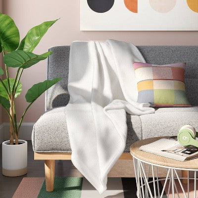 Solid Colored Plush Throw Blanket Ivory - Room Essentials