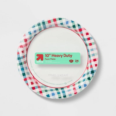 Holiday Disposable Plates - Red Green Plaid - 10" - 24ct - up&up