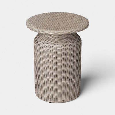 21.65" All-Weather Wicker Round Monochromatic Outdoor Patio Bistro Table Tan - Threshold (LOCAL PICKUP ONLY)