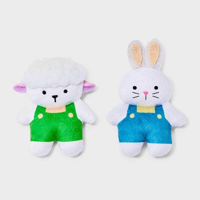 Bunny and Lamb Plush Cat Toy Set - 2pk - Boots & Barkley