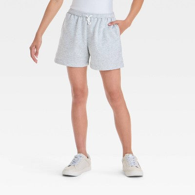 Girls' Drawstring Fleece Pull-On Shorts -art class Heather Gray S
