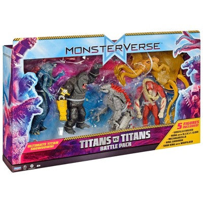 MonsterVerse Titans vs Titans 5 Pk Battle Set - Godzilla Evolved, Kong with B.E.A.S.T. Glove, King Ghidorah with Whiplash Action Figures