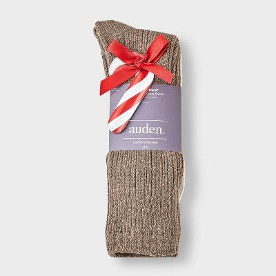 Women's Luxury Collection Cashmere Blend Fine Rib Super Soft 2pk Crew Socks - Auden Gray/Light Heather Gray 4-10