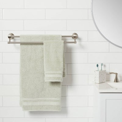 Casual Double Towel Bar Brushed Nickel - Threshold: Zinc & Stainless Steel, Wall Mounted Bathroom Accessory (LOCAL PICKUP ONLY)