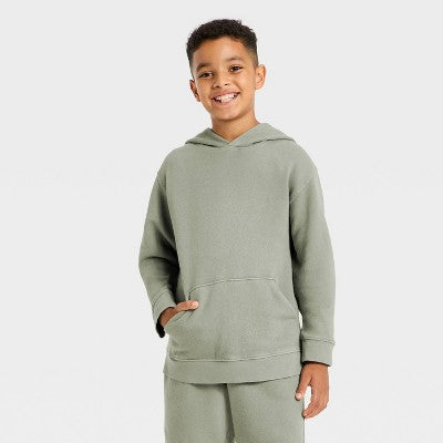 Boys' French Terry Hooded Pullover Sweatshirts - Gray L