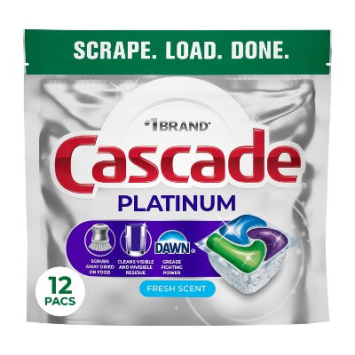 Cascade Platinum Action Pacs Dishwasher Detergent - Fresh - 12ct