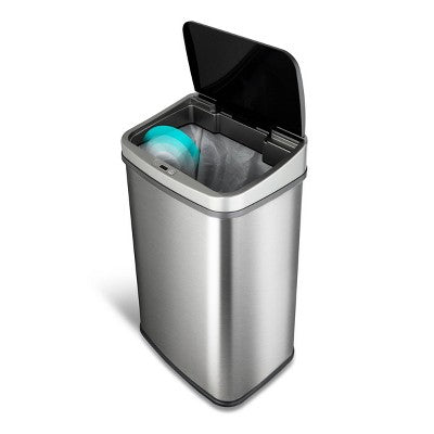 Nine Stars 13gal Motion Sensor Rectangular Shape Stainless Steel Trash Can Brushed Silver (LOCAL PICKUP ONLY)
