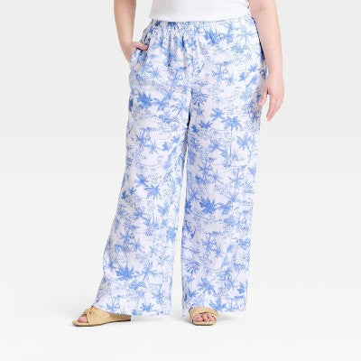 Women's Linen Wide Leg Pull-On Pants XXL