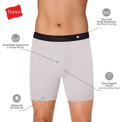 Hanes Men's 3pk Boxer Briefs - Blue/Gray S