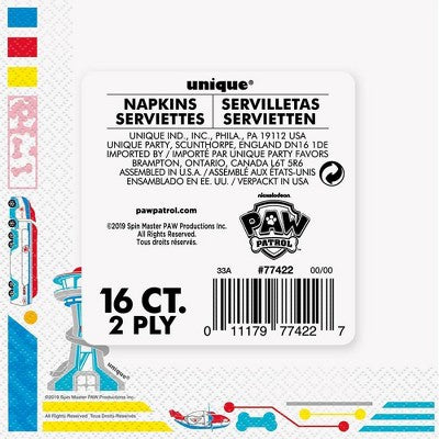 PAW Patrol 16ct Paper Party Napkins