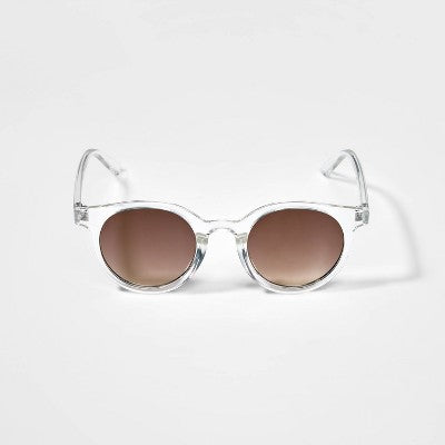 Girls' Plastic with Smoke Lens Round Sunglasses - art class Clear