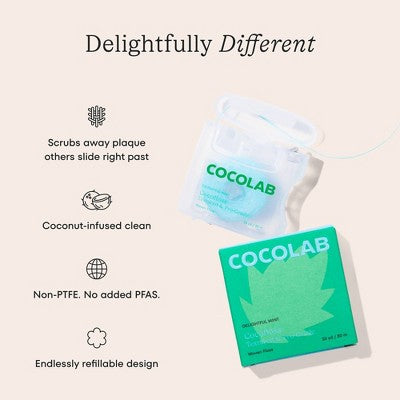 Cocolab Cocofloss Refillable Woven Expanding Dental Floss - Delightful Mint - 33yd: Polyester Material, Single Pack