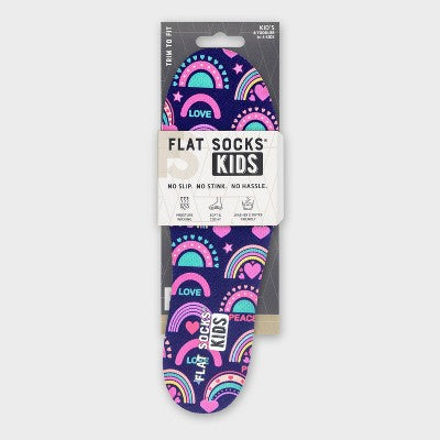 Kids' FLAT SOCKS No Show Cushioned Socks - One Size Fits Most Rainbow: Trim to Size, Polyurethane Foam, Foot Odor Control