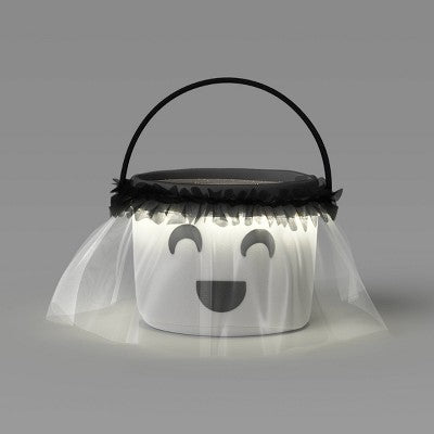 Halloween Light Up Plush Ghost Round Polyester Trick or Treat Pail - Hyde and EEK! Boutique